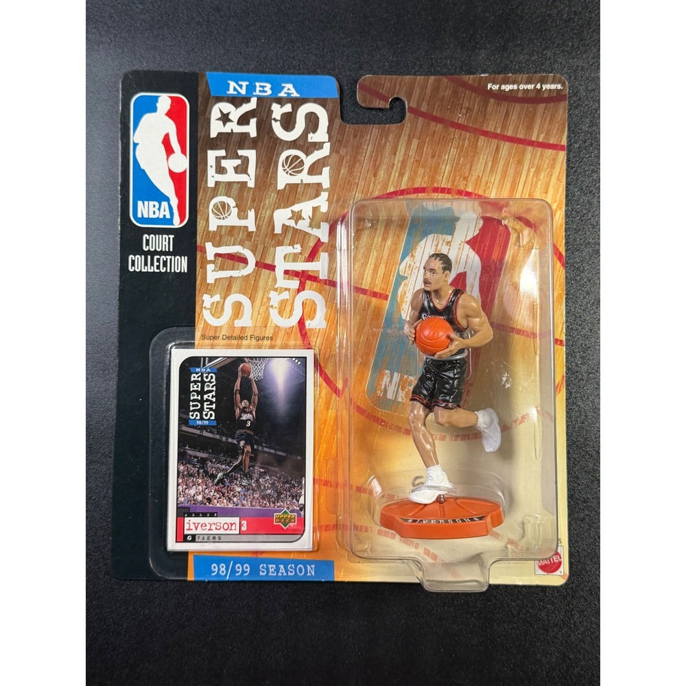 Mattel NBA Super Stars Allen Iverson 98/99 Season‎ Figure Upper Deck Card 76ers